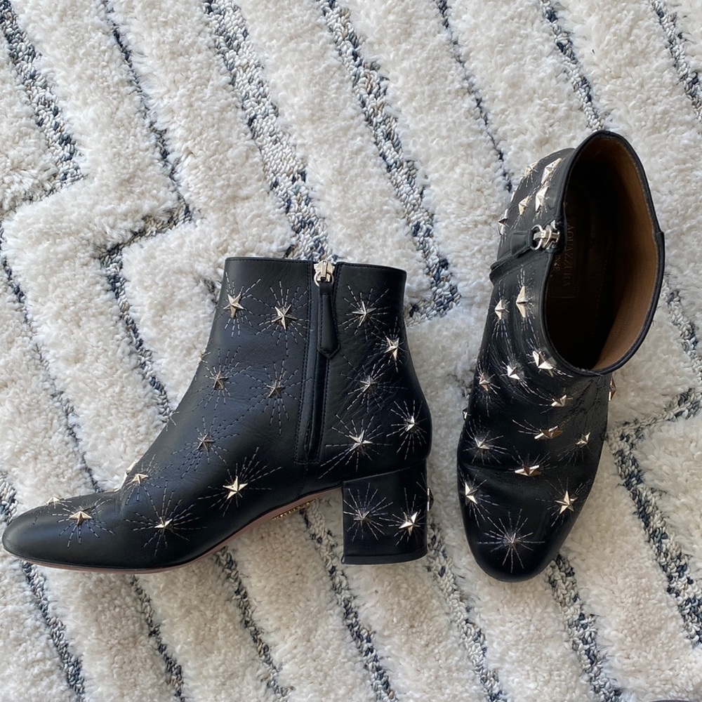 Rare Aquazzura Cosmic Star Leather Ankle Booties - Size 8.5